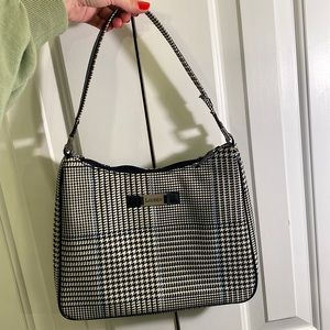 Vintage Ralph Lauren houndstooth shoulder bag blue white black